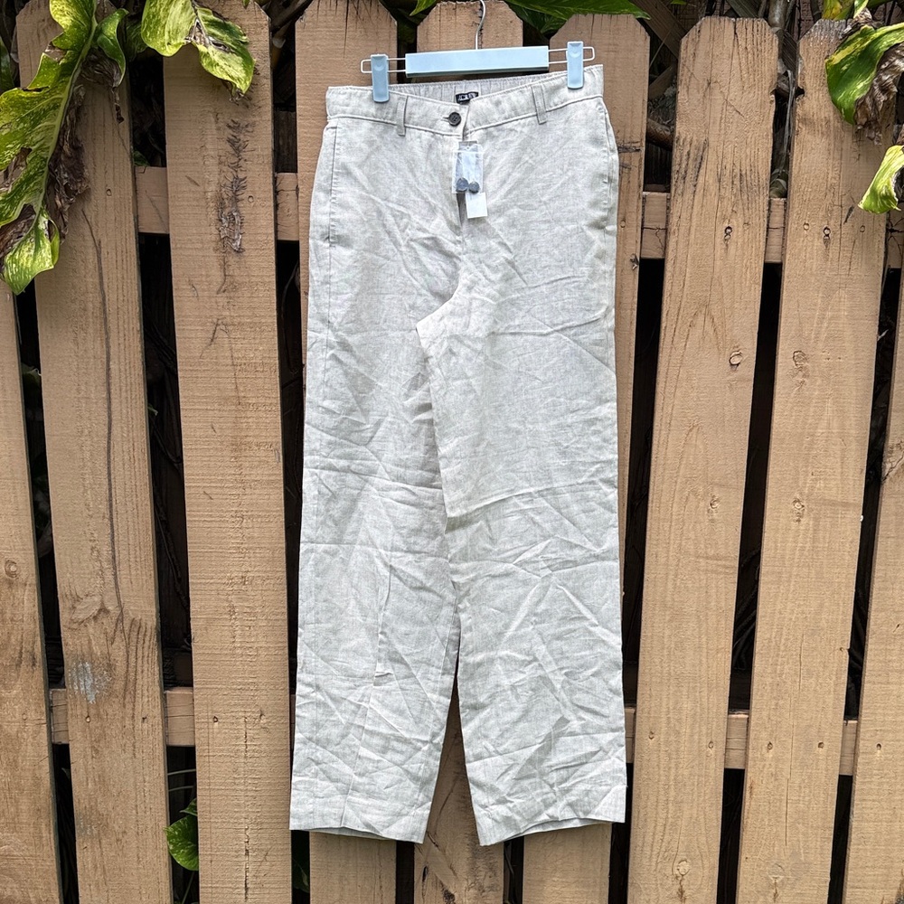 J. Crew Light Gray Linen-Blend Straight Chinos